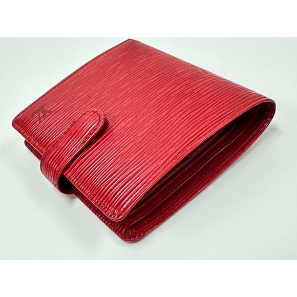 Authentic Louis Vuitton Red EPI Leather Compact Wallet Unisex Men's Women's - Picture 6 of 16